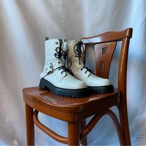 Zara White Combat Boots